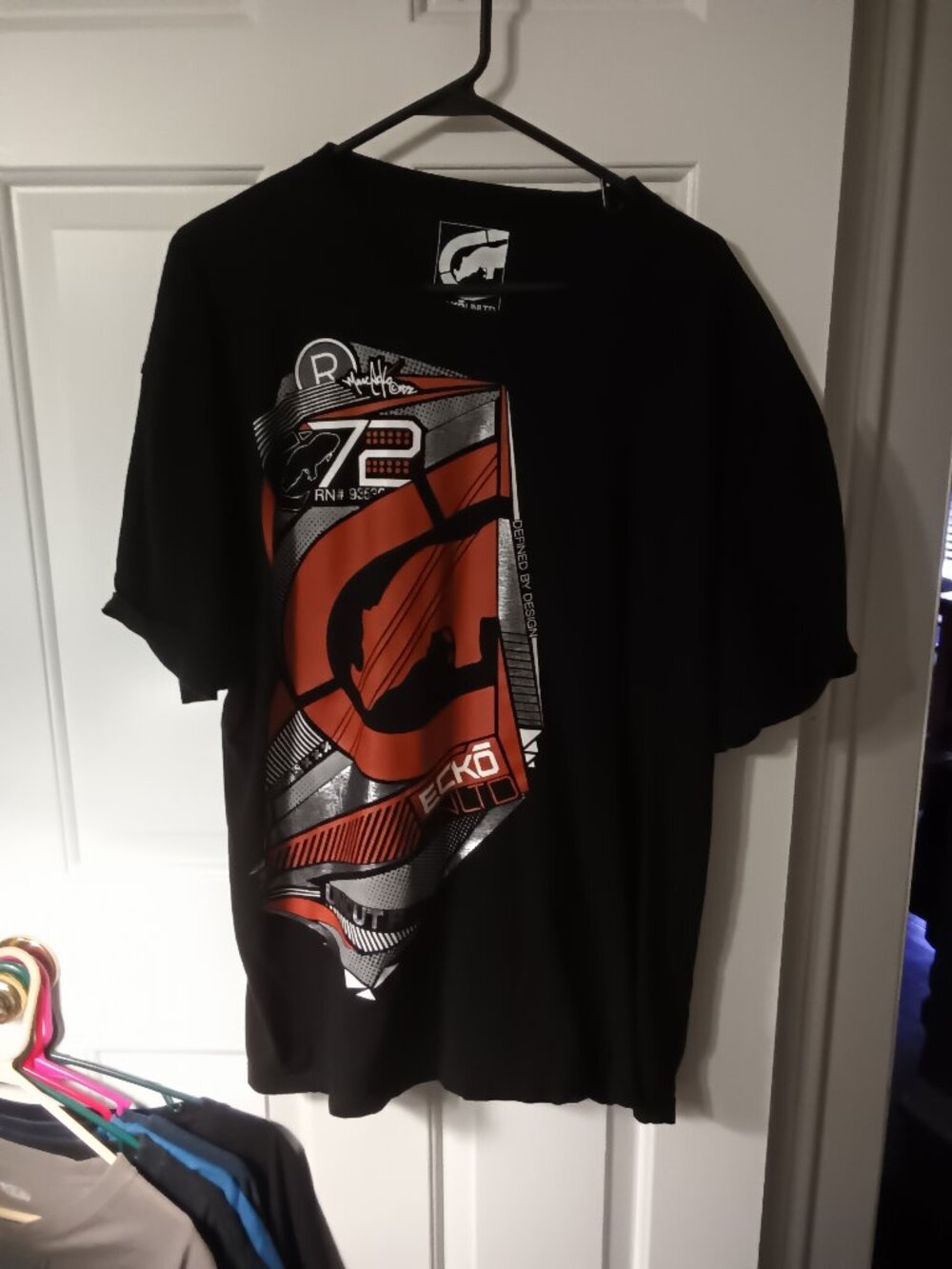 Ecko Unlimited Mens Black Red Graphic Short Sleeve Tee